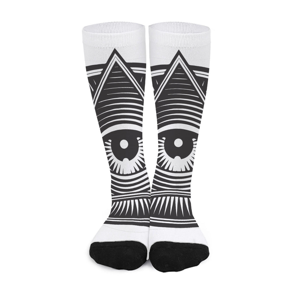 Illuminati Symbol Print Long Socks
