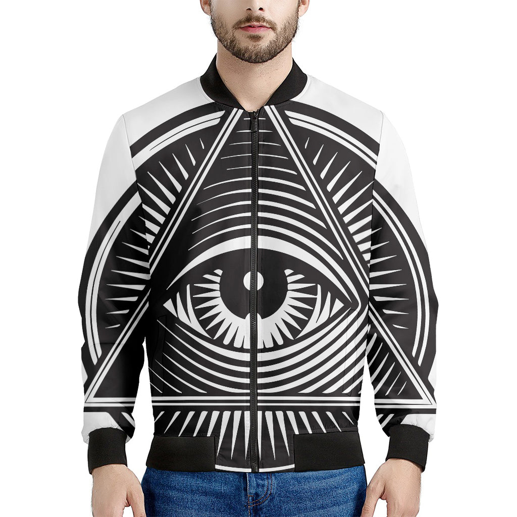 Illuminati Symbol Print Men's Bomber Jacket