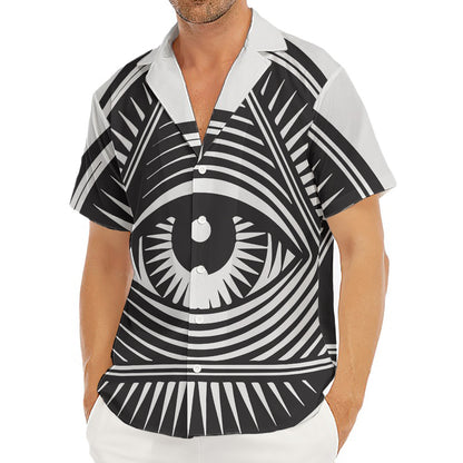 Illuminati Symbol Print Men's Deep V-Neck Shirt