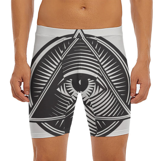 Illuminati Symbol Print Men's Long Boxer Briefs