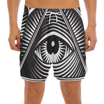 Illuminati Symbol Print Men's Split Running Shorts
