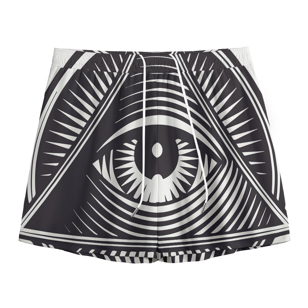Illuminati Symbol Print Mesh Shorts