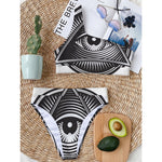 Illuminati Symbol Print One Shoulder Bikini Top