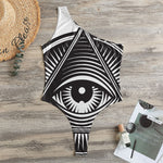 Illuminati Symbol Print One Shoulder Bodysuit
