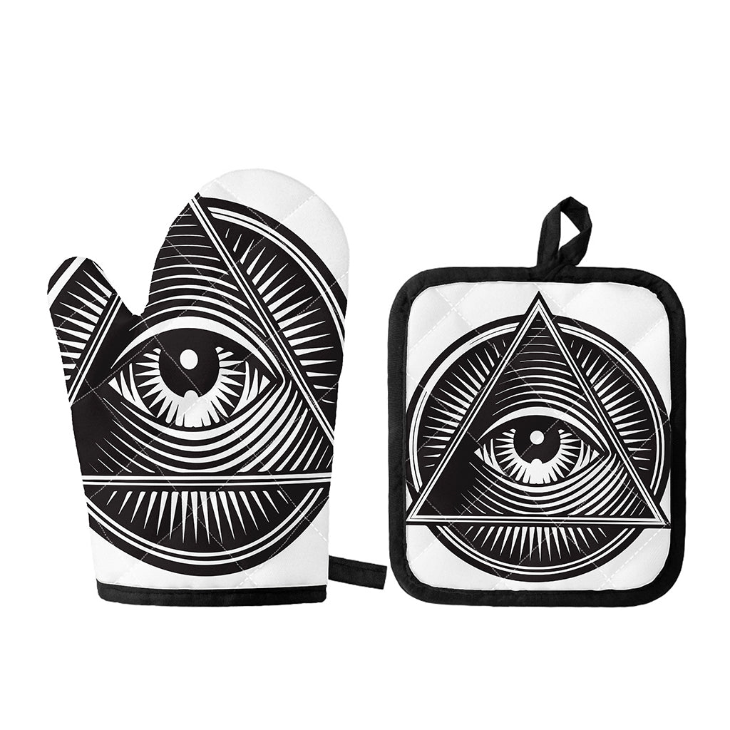 Illuminati Symbol Print Oven Mitt And Pot Holder Set