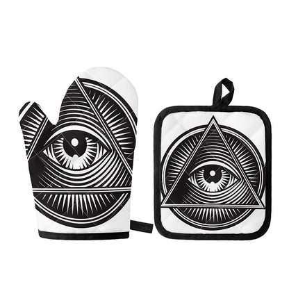 Illuminati Symbol Print Oven Mitt And Pot Holder Set