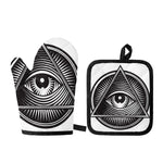 Illuminati Symbol Print Oven Mitt And Pot Holder Set