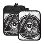 Illuminati Symbol Print Pot Holders With Pocket