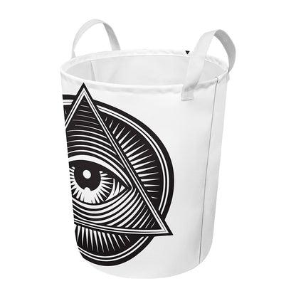 Illuminati Symbol Print Round Laundry Basket