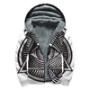 Illuminati Symbol Print Sherpa Lined Zip Up Hoodie
