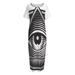 Illuminati Symbol Print Short Sleeve Long Nightdress