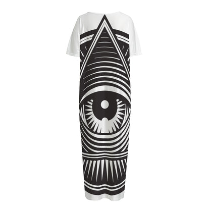 Illuminati Symbol Print Short Sleeve Long Nightdress
