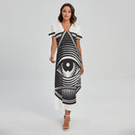 Illuminati Symbol Print Short Sleeve Maxi Dress