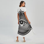 Illuminati Symbol Print Short Sleeve Maxi Dress