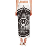 Illuminati Symbol Print Side Slit Maxi Skirt