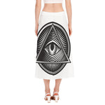 Illuminati Symbol Print Side Slit Midi Skirt