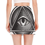 Illuminati Symbol Print Side Slit Mini Skirt