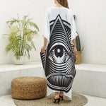 Illuminati Symbol Print Silk V-Neck Kaftan Dress