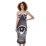 Illuminati Symbol Print Slim Fit Midi Cami Dress