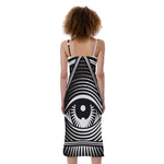 Illuminati Symbol Print Slim Fit Midi Cami Dress