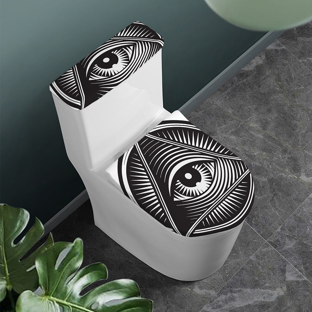 Illuminati Symbol Print Toilet Lid And Tank Cover Set