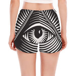 Illuminati Symbol Print Women's Split Running Shorts