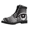 Illuminati Symbol Print Padded Collar Lace Up Boots