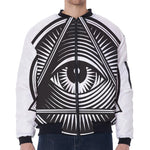 Illuminati Symbol Print Zip Sleeve Bomber Jacket