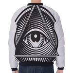 Illuminati Symbol Print Zip Sleeve Bomber Jacket