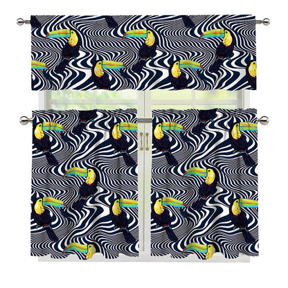 Illusion Toucan Print 3 Piece Kitchen Curtains