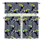 Illusion Toucan Print 3 Piece Kitchen Curtains