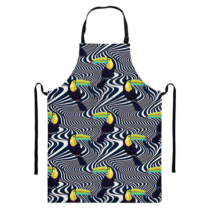 Illusion Toucan Print Bib Apron With Pocket