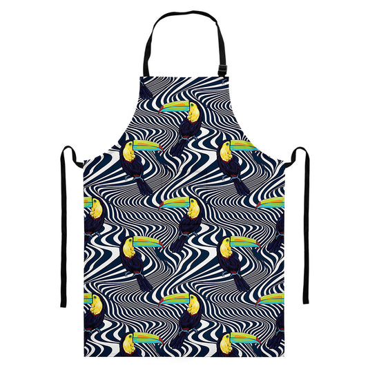 Illusion Toucan Print Bib Apron With Pocket