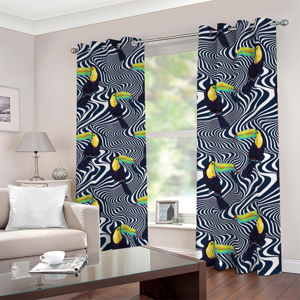 Illusion Toucan Print Blackout Grommet Curtains