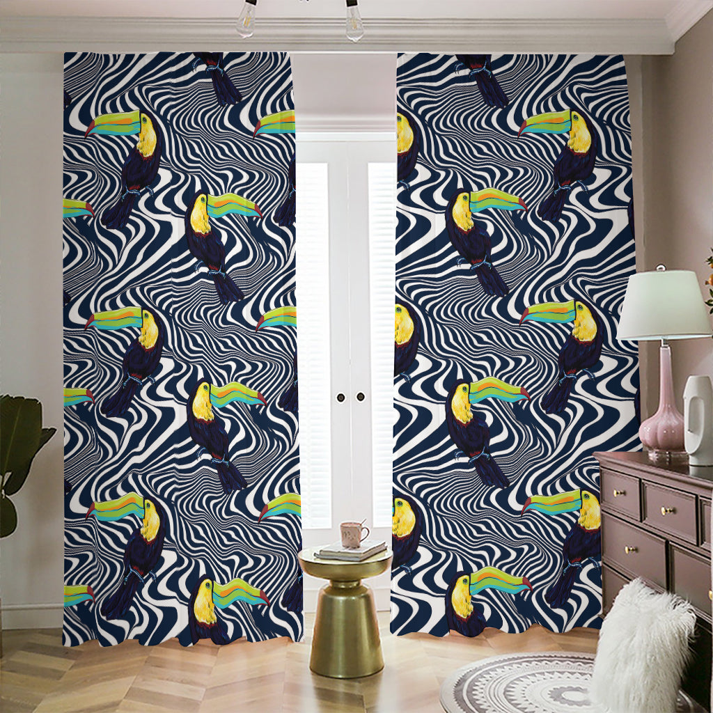 Illusion Toucan Print Blackout Pencil Pleat Curtains