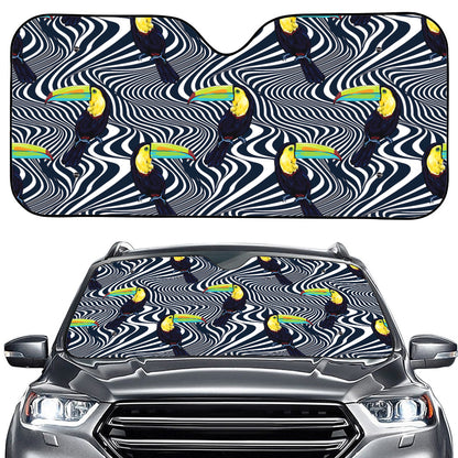 Illusion Toucan Print Car Windshield Sun Shade