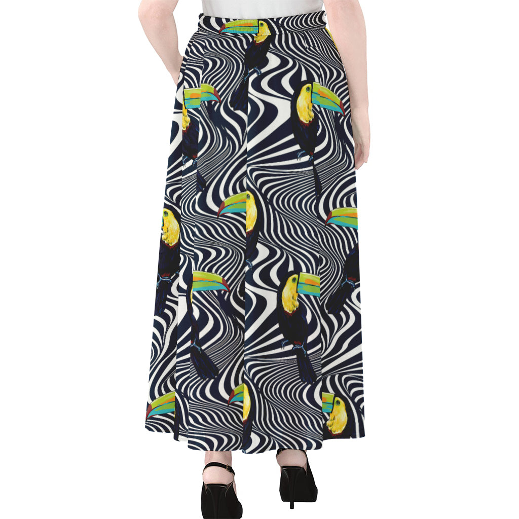 Illusion Toucan Print Chiffon Maxi Skirt