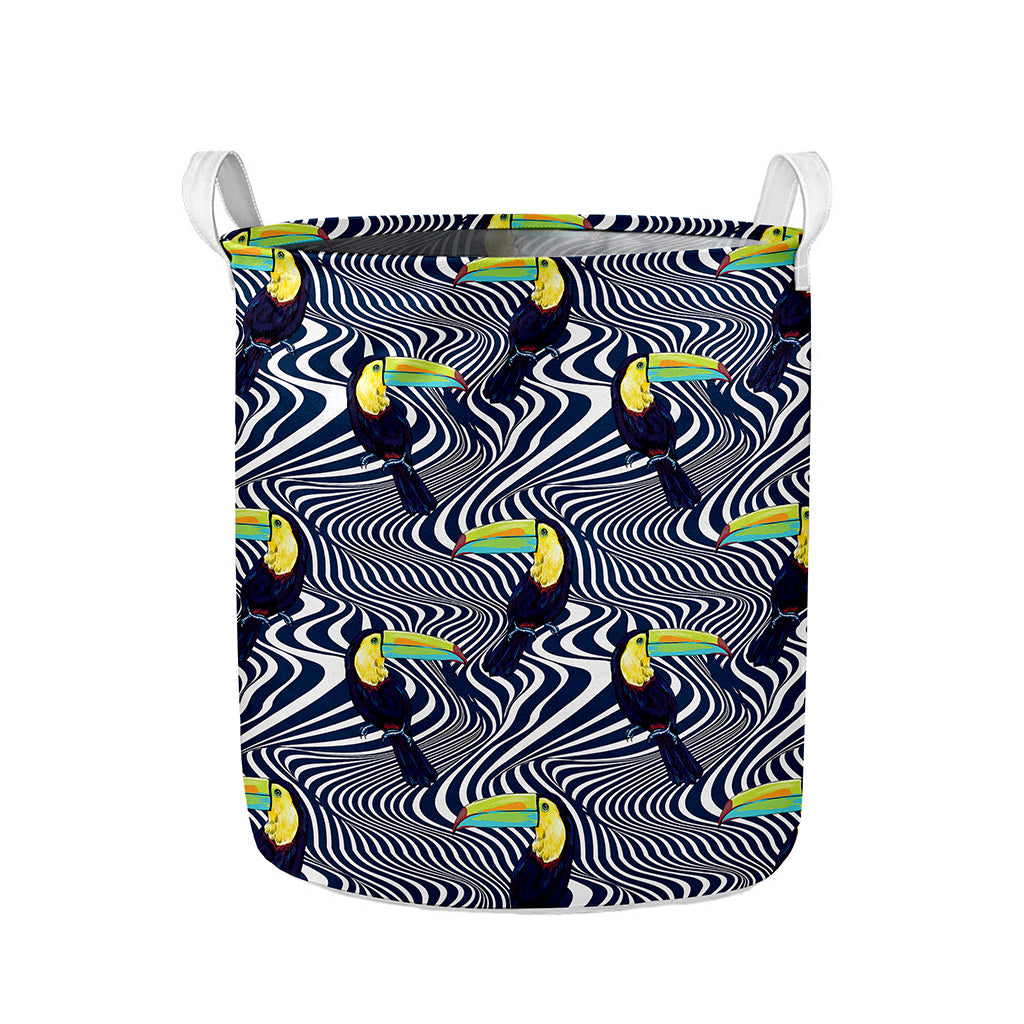 Illusion Toucan Print Collapsible Laundry Basket