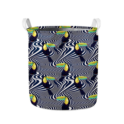 Illusion Toucan Print Collapsible Laundry Basket