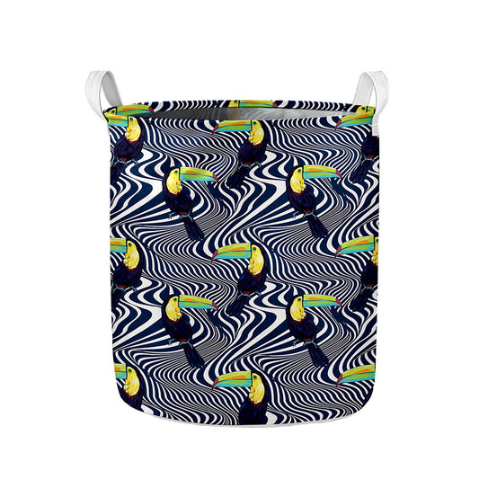 Illusion Toucan Print Collapsible Laundry Basket