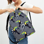 Illusion Toucan Print Drawstring Backpack
