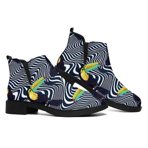 Illusion Toucan Print Flat Ankle Boots