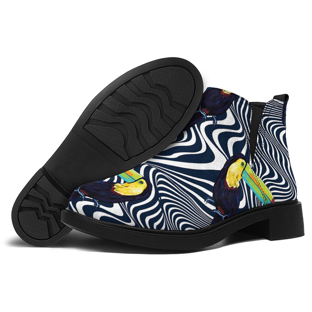 Illusion Toucan Print Flat Ankle Boots