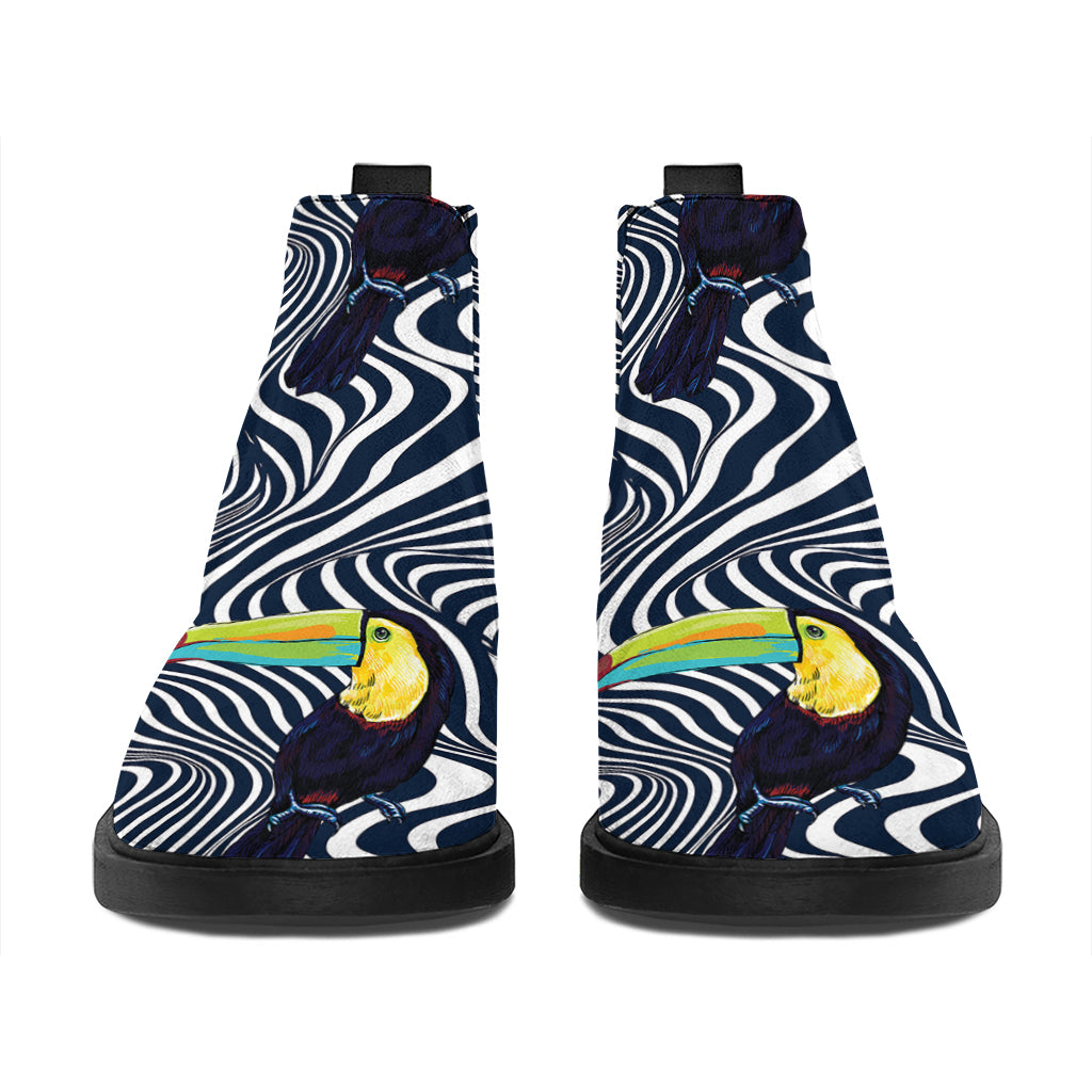 Illusion Toucan Print Flat Ankle Boots