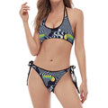 Illusion Toucan Print Halter Scoop Tie Side Bikini
