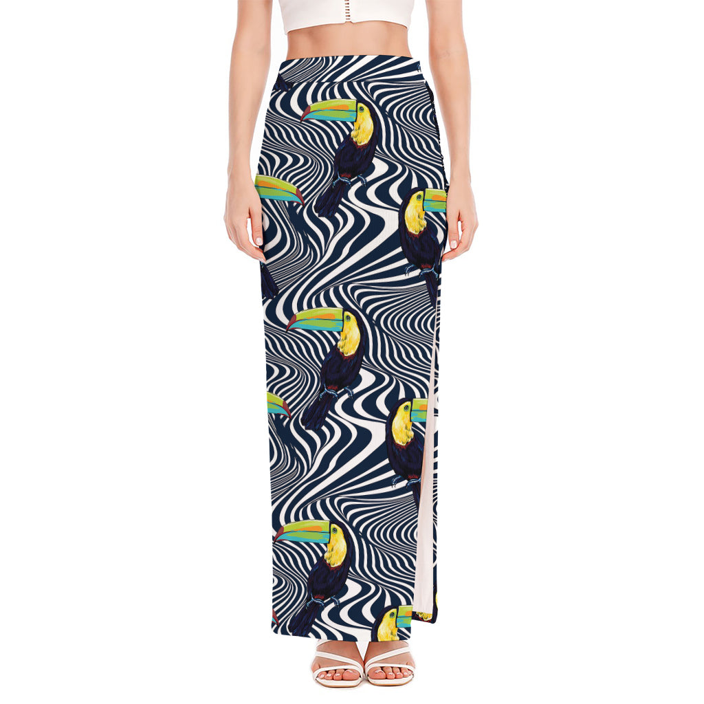 Illusion Toucan Print High Slit Maxi Skirt