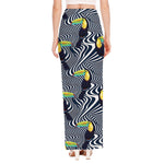 Illusion Toucan Print High Slit Maxi Skirt