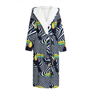 Illusion Toucan Print Hooded Bathrobe