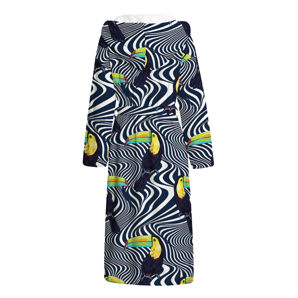 Illusion Toucan Print Hooded Bathrobe