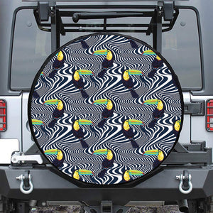 Illusion Toucan Print Leather Spare Tire Cover